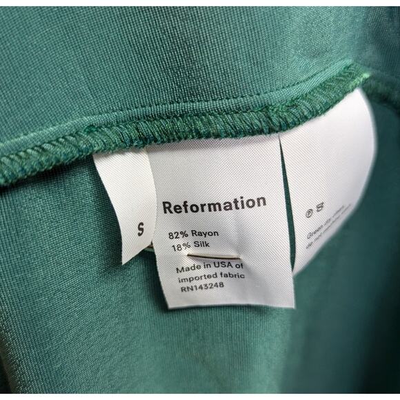 Reformation Starry Green Velvet Long Sleeve Mini Wrap Dress Small - Picture 6 of 6